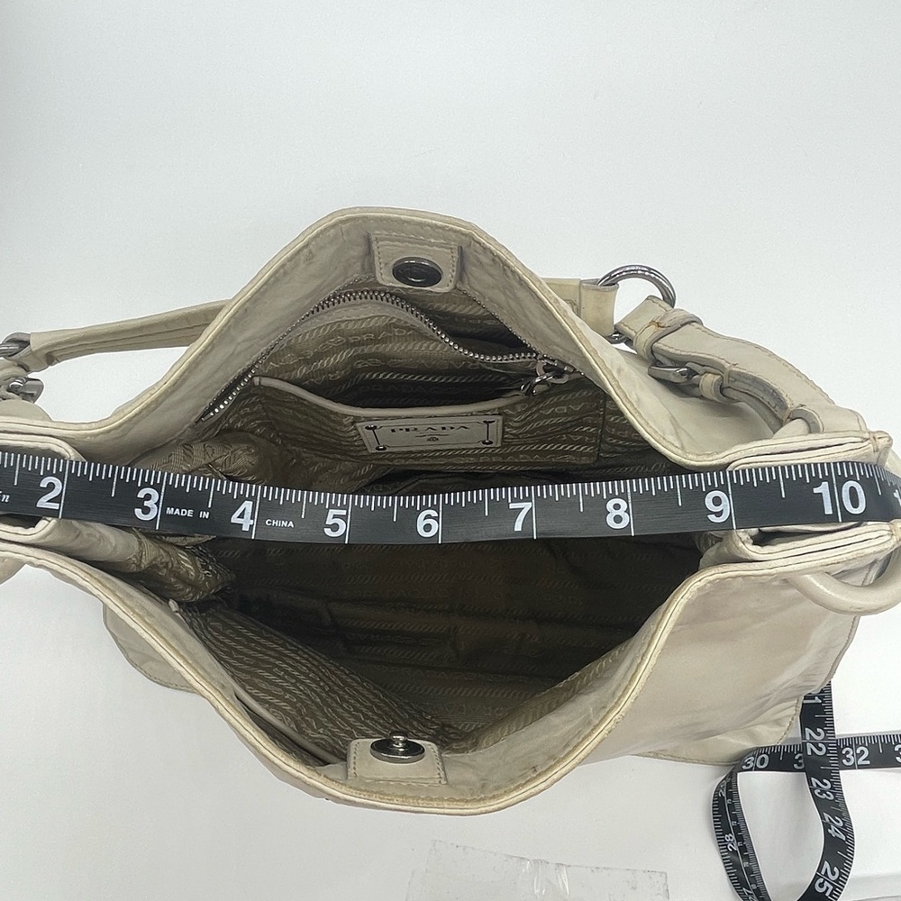 Prada Shoulder Hobo Bag White Nappa Leather Large Designer Retro AUTH - Picture 5 of 8
